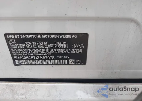 2019 BMW X5 xDrive40I z USA, uszkodzony, nr VIN 5UXCR6C57KLK87978